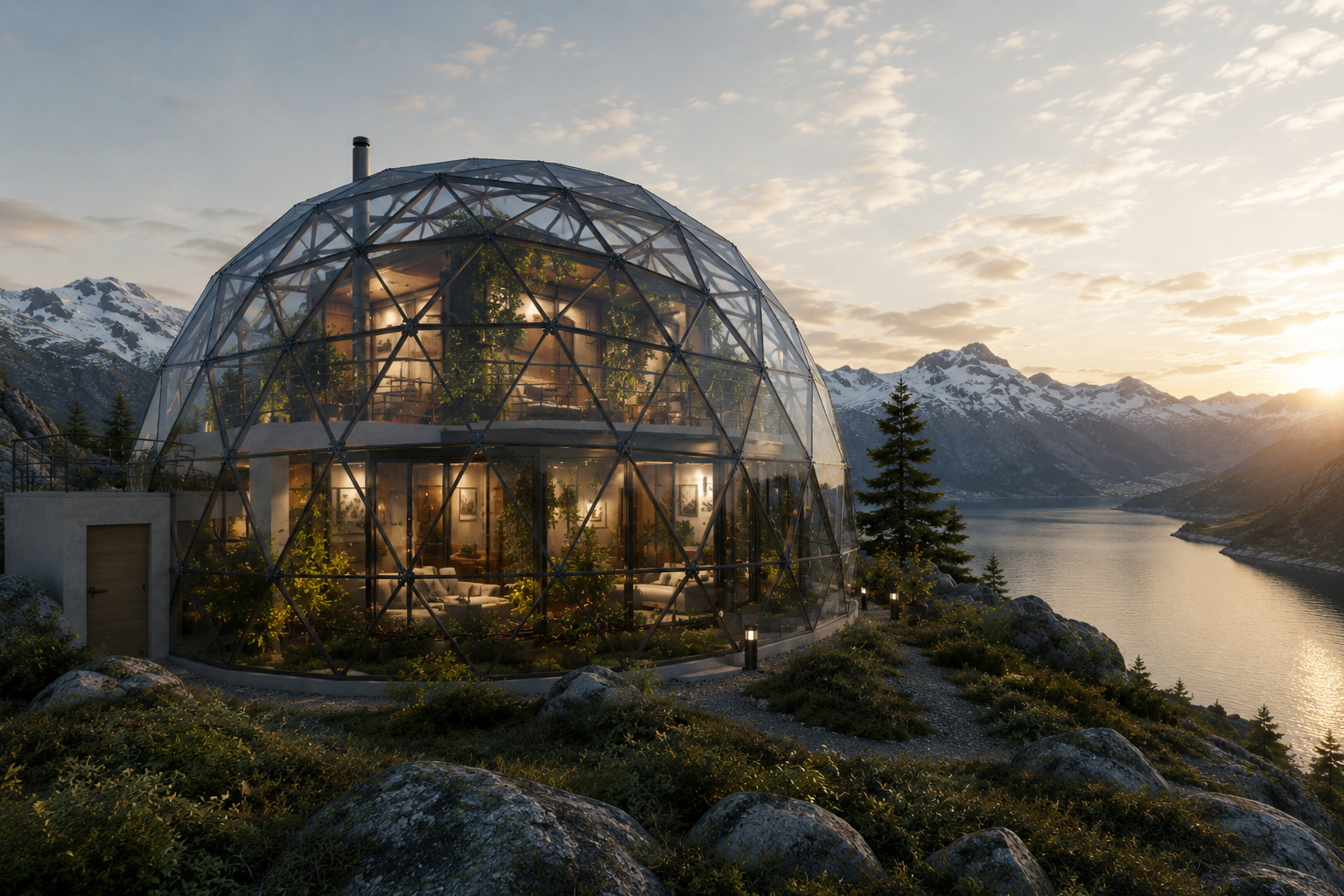GEODOMAS kupolinio namo eksterjeras – geodomas 15m glass dome3