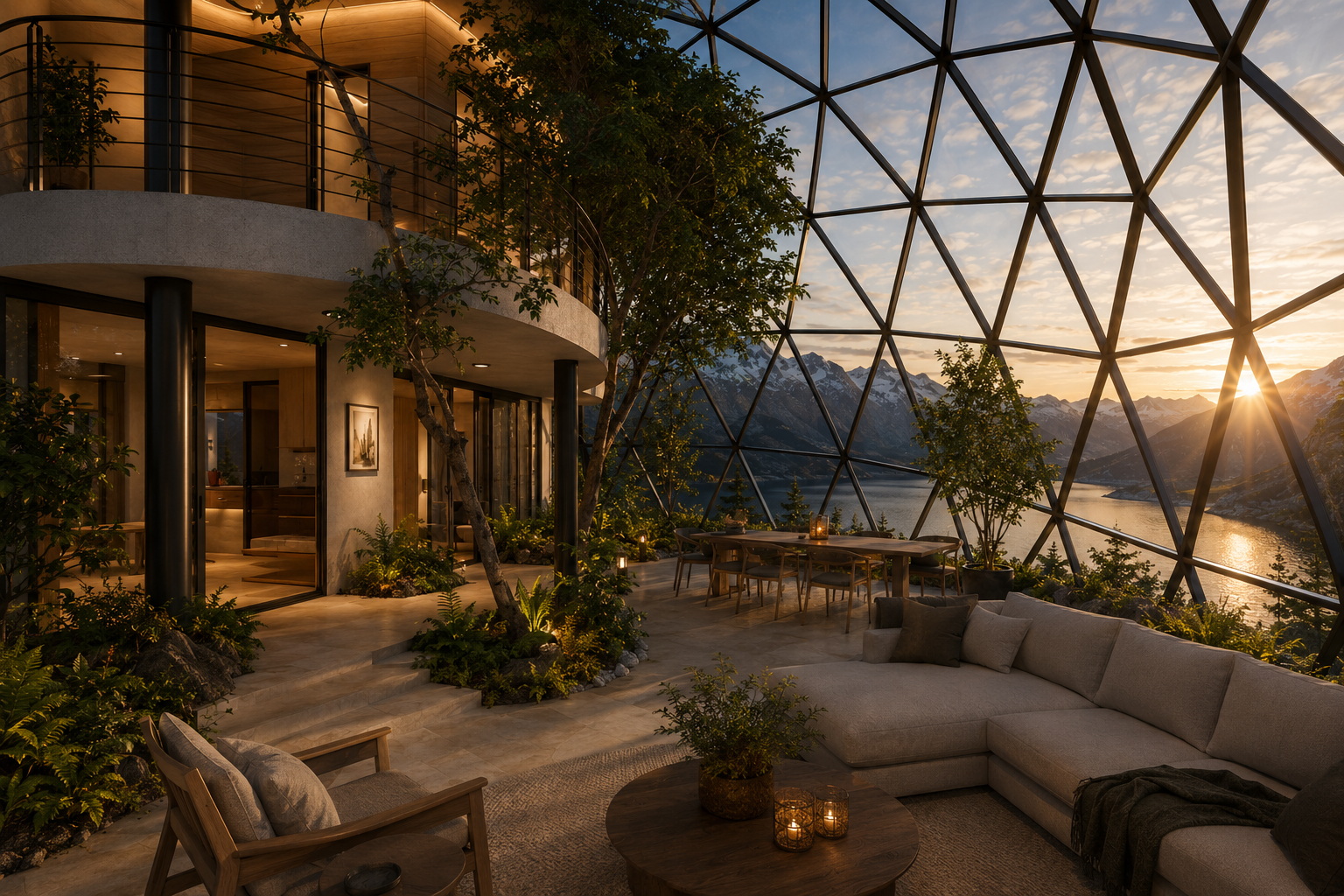 GEODOMAS kupolinio namo interjeras – geodomas 15m glass dome2